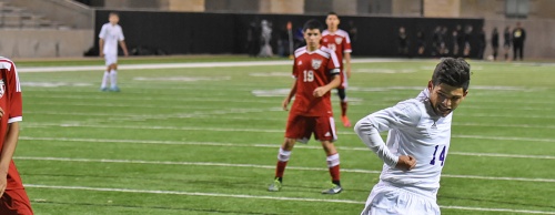 Senior Edgar Alaniz (14) and the Jersey Village Falcons will be one of 20 teams competing in the CFISD Menu2019s Varsity Soccer Showcase Jan. 5-7.