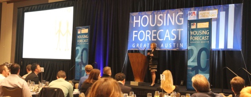 Colleen Sharp, vice president and associate head of Insights Integration at Kantar Futures, shares research on consumer trends at the Home Builders Association of Greater Austin and the Austin Board of Realtorsu2019 2017 Greater Austin Housing Forecast on Jan. 19. 