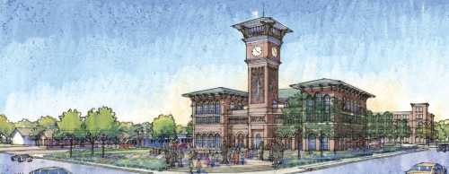 Grapevineu2019s TEX Rail station, which will be located at the northeast corner of Main Street and Dallas Road, will feature a boutique hotel, retail uses and an outdoor plaza.
