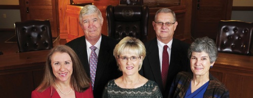 The 2016u201317 Williamson County Commissioners Court, from left to right: Cynthia Long, County Judge Dan Gattis, Valerie Covey, Larry Madsen and Terry Cook.