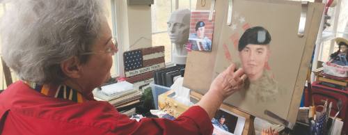 Artist Martha Wilcox creates portraits of fallen soldiers for military families all over the U.S. from her home in Oak Ridge North.