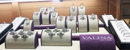 Shannon Fine Jewelry has several engagement ring displays placed throughout the store.