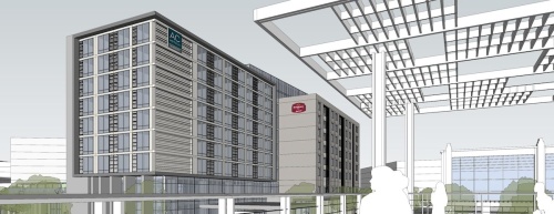 AC Hotel and Residence Inn broke ground Tuesday at Frisco Station.