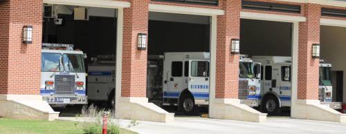 Fire trucks at Richmond Fire Station No. 1 are ready to respond to calls within the Richmond area.