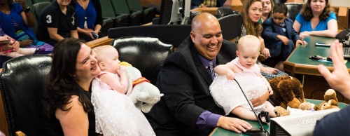 In March, Buda foster parents Mark and Anna Polanco adopted three children they had fostered: Caleb, Faith and Grace.