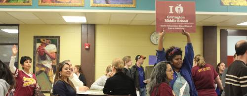 Community members gather at an engagement series event in January to provide feedback on Austin ISD's updated Facility Master Plan recommendations.