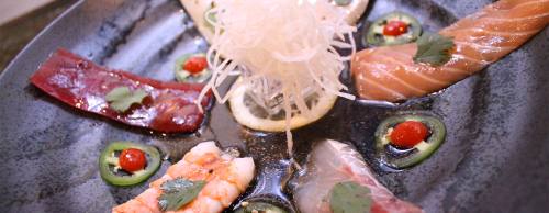 Sashimi Paradise ($16) is one of Shojiu2019s appetizers.