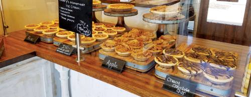 Buttermilk Sky Pie offers six pie flavors daily: I-40, Nannyu2019s pecan, buttermilk, Grannyu2019s apple, chocolate meringue and coconut cream.
