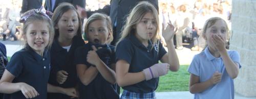Cypress Christian School students tour the new Campus Life Center and Gym.