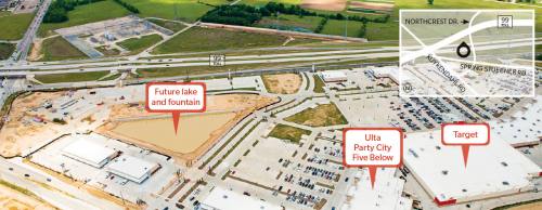 An aerial view of the Grand Parkway shows the Grand Parkway Marketplace near Kuykendahl Road.
