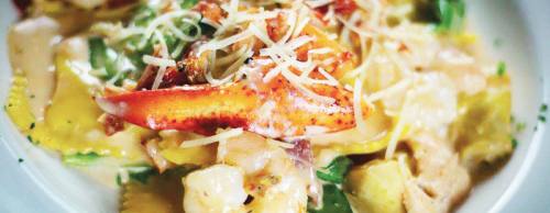Johnnyu2019s Chanel No.5 ($22) Lobster, shrimp, artichokes, prosciutto and cheese ravioli are topped with a garlic cream sauce.