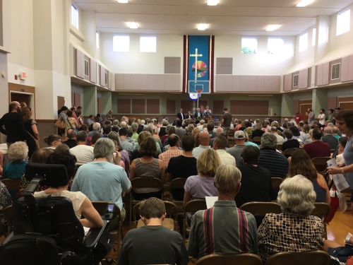 Hundreds packed the Faith Lutheran Church in Austin's Brentwood Neighborhood for a CodeNEXT Q&A with Austin Mayor Steve Adler. 