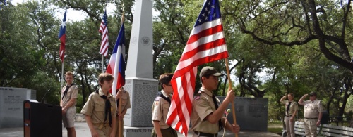 Members of Boy Scouts of America Troop 52 join in Lakeway's Flag Day celebration.