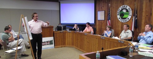 Property owner Benny Daneshjou discusses plans for a townhouse development June 15 with West Lake Hills City Council. 
