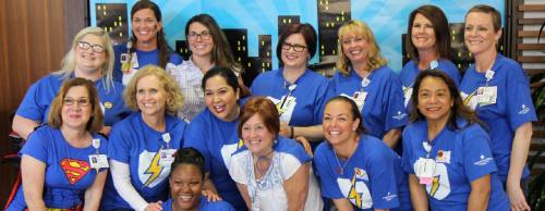 Dressed in superhero T-shirts, staff at Baylor Scott & White Medical Center-Lakeway celebrate the successes of some of their smallest patients at a NICU reunion April 9.