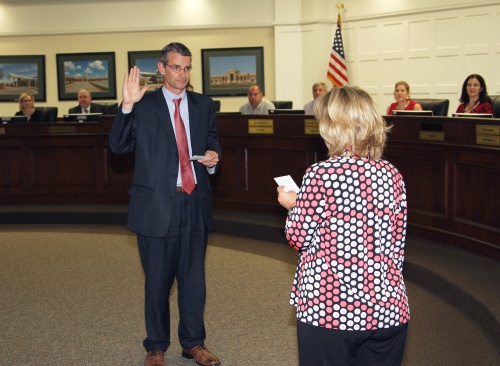 Lee McLeod was sworn in as Tomball ISD's newest trustee during tonight's meeting. 