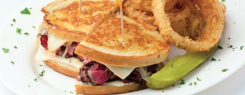 House special ($11.95) Pastrami with Swiss cheese and Russian dressing is served on toast.