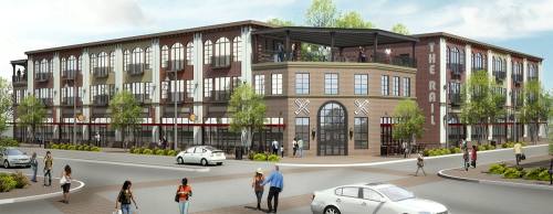 The Patios at the Rail is a new development that will include two commercial buildings with rooftop patios, a rooftop park, a reception hall, retail stores and restaurants.