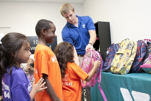 Once backpacks filled with school supplies are given to the YMCA, the YMCA distributes them to schools. 
