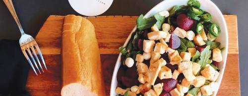 Beets & Arugula Salad ($12) This salad option at 1252 Tapas includes goat cheese, almonds, balsamic vinaigrette and choice of steak or chicken.