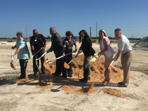 Officials from Living Spaces joined the city of Pflugerville and the Pflugerville Chamber of Commerce at the ground breaking.