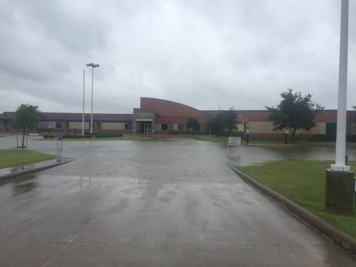Flooding outside of Silvercrest Elementary, located at 3003 Southwyck Pkwy in Pearland.