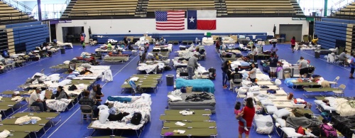 The Delco Center is one of a few sites hosting Hurricane Harvey evacuees.
