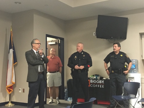Law enforcement and emergency services officials spoke on the efforts of first responders during Hurricane Harvey at a Houston Northwest Chamber of Commerce meeting on Thursday.