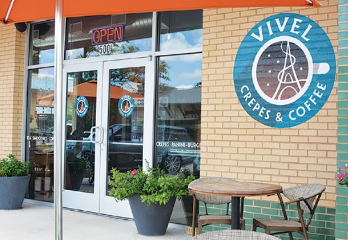 Vivel Crepes & Coffee is located in a corner suite at the Oaks at Lakeway shopping center. 