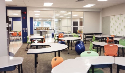 Johnson Elementary School in Round Rock ISD incorporates a more modern classroom design.