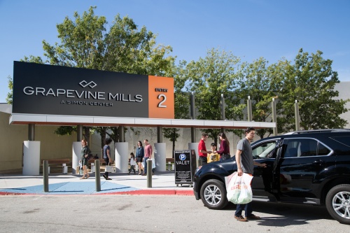 Shoppers use the valet services at the Grapevine Mills shopping center in Grapevine. The mall just celebrated its 20th anniversary in October.