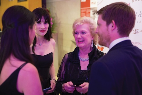 National Breast Cancer Foundation founder Janelle Hail (right) meets guests at the 25th NBCF Anniversary Celebration. 
