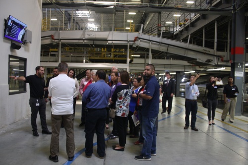 Members of the Houston business community tour the new FedEx Ground distribution hub on Oct. 26.