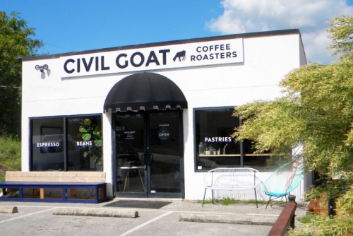Civil Goat Coffee Roasters has extra parking nextdoor.