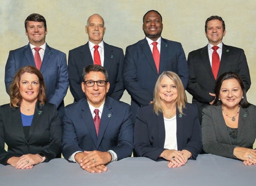 Stuart Selvaggi (far right, top row) was appointed as Place 6 trustee and resigned within 15 days. He was sworn in the same night he was selected for the position. 