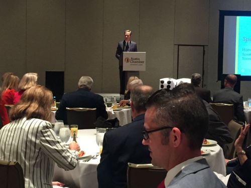 Texas House Speaker Joe Straus was a guest speaker at the Austin Chamber of Commerce breakfast Oct. 12. 