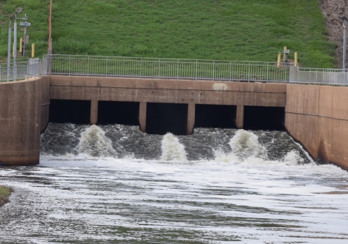 The Barker Reservoir empties into Buffalo Bayou in West Houston.