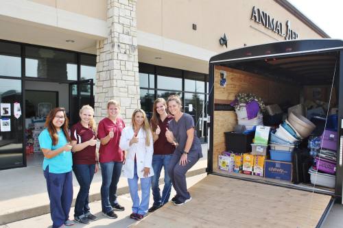 Staff members of Animal ER of Northwest Houston helped gather and distribute supplies in the aftermath of Hurricane Harvey.