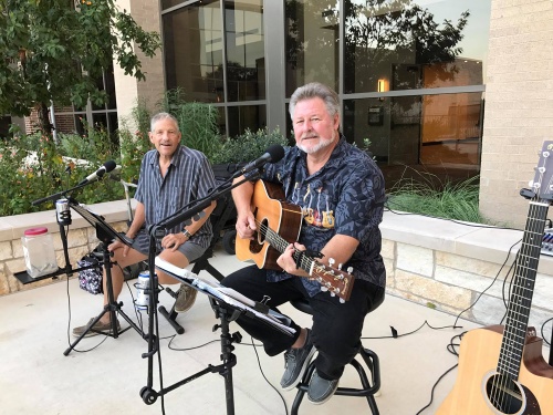 The station often broadcasts live performances from venues in town, such as when local artists Johnny Wendell, left, and Bob Case performed at the Sheraton Austin Georgetown Hotel & Conference Center in October.