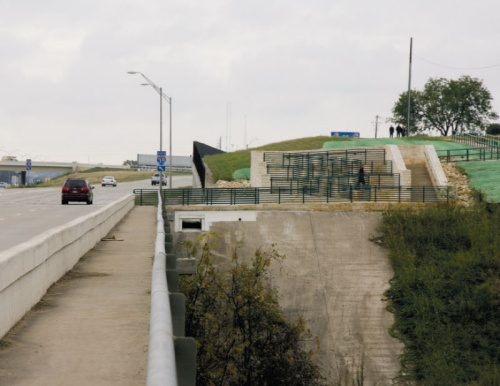 The sidewalk, which is nearly one mile in length, runs from Leander Road at I-35 to University Avenue near the Wolf Ranch retail center. The project includes a paved switchback section, located south of the frontage road bridge that crosses the San Gabriel River. The switchback allows users of the sidewalk who are riding bikes, using wheelchairs or otherwise have mobility-related issues can descend the hill just south of the bridge without having to navigate a nearby staircase, which was included in the project.
