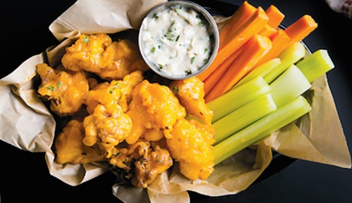 Vegan buffalo cauliflower wings are served at The Beer Plant in Tarrytown.