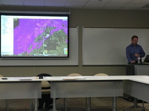 Craig Maske, director of stormwater and GIS services for IDS Engineering, presented animation of flooding during Hurricane Harvey at the Municipal Utility District No. 386 board of directors meeting on Jan. 25. 