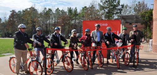 Mobike is an example of a dockless bike share company that San Marcos and Texas State University want to be operating in the area. Mobike was recently approved in The Woodlands Town Center.