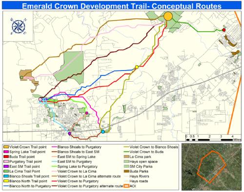 Texas State University students map 12 conceptual trails to  Texas State University students map 12 conceptual trails to