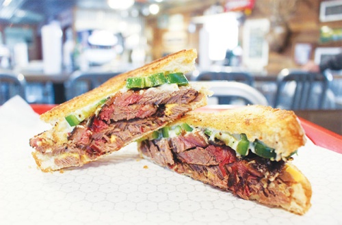 1904 ($8.50): sliced brisket and melted cheese sandwich on buttered Texas toast