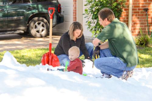 Barry and Kris Heslop held a snow party for their son Creighton.
