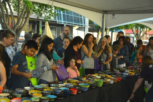 At the Empty Bowls fundraiser, guests will chose from a variety of handmade bowls to sample soups.