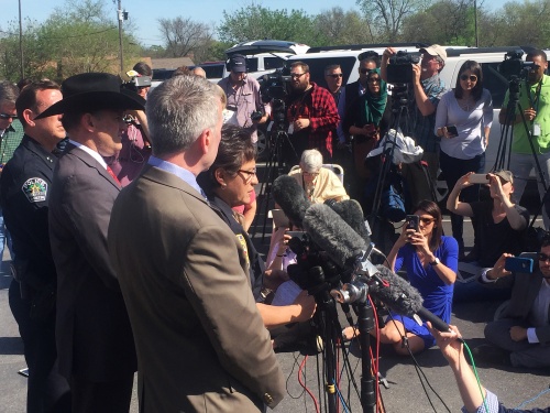 Pflugerville Police Chief Jessica Robledo addresses the media Wednesday afternoon.
