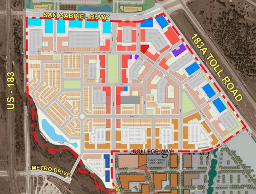 The Northline project is proposed near Toll 183A in Leander's walkable transit-oriented development district. 