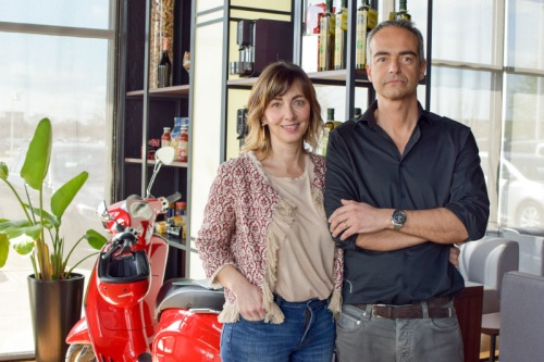 Andrea Matteucci (right) and Stefania Bertozzi own Loveria Caffe.